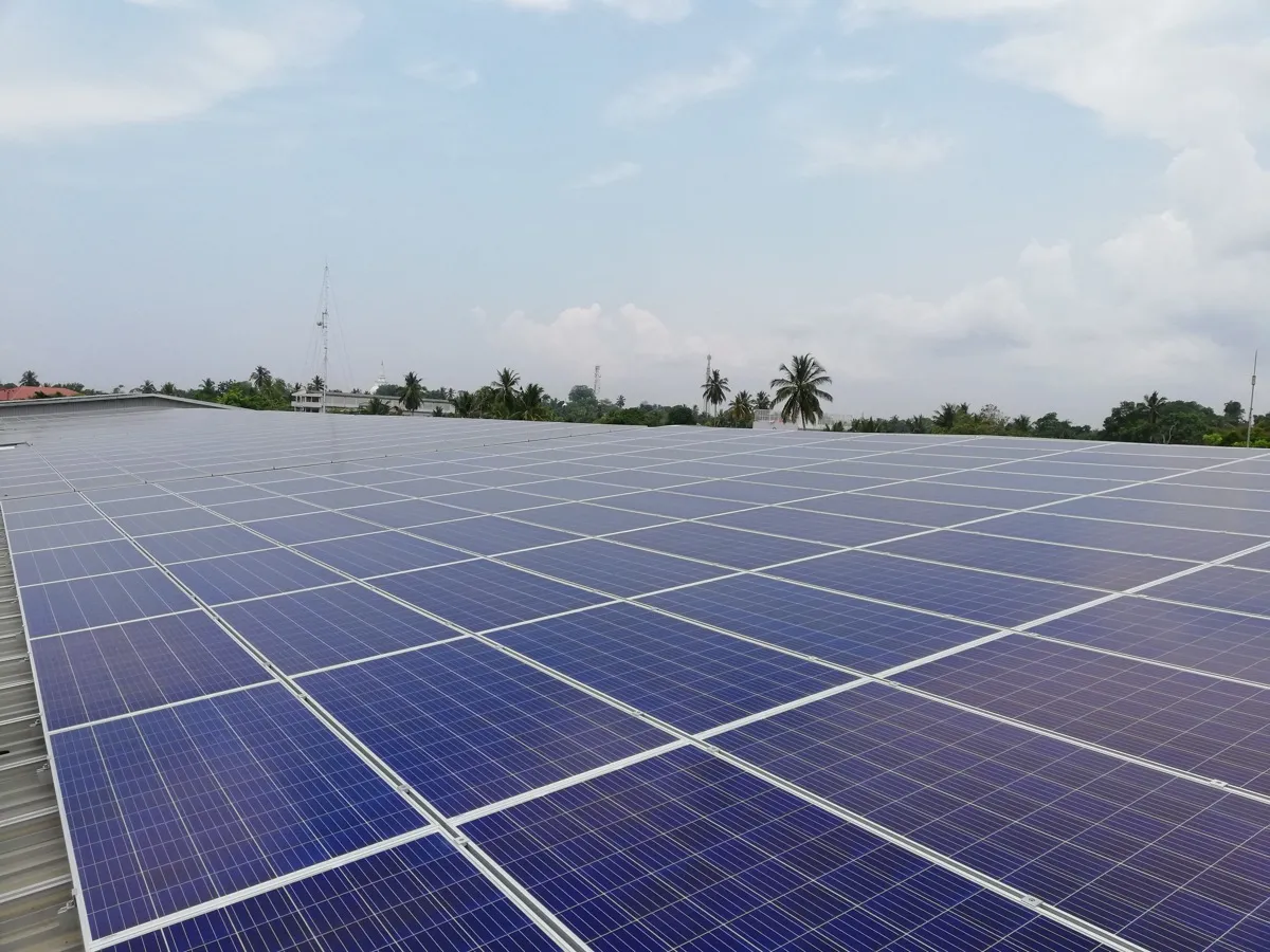 Rows of rooftop solar PV panels at MAS Fabric Park